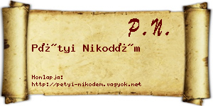 Pétyi Nikodém névjegykártya